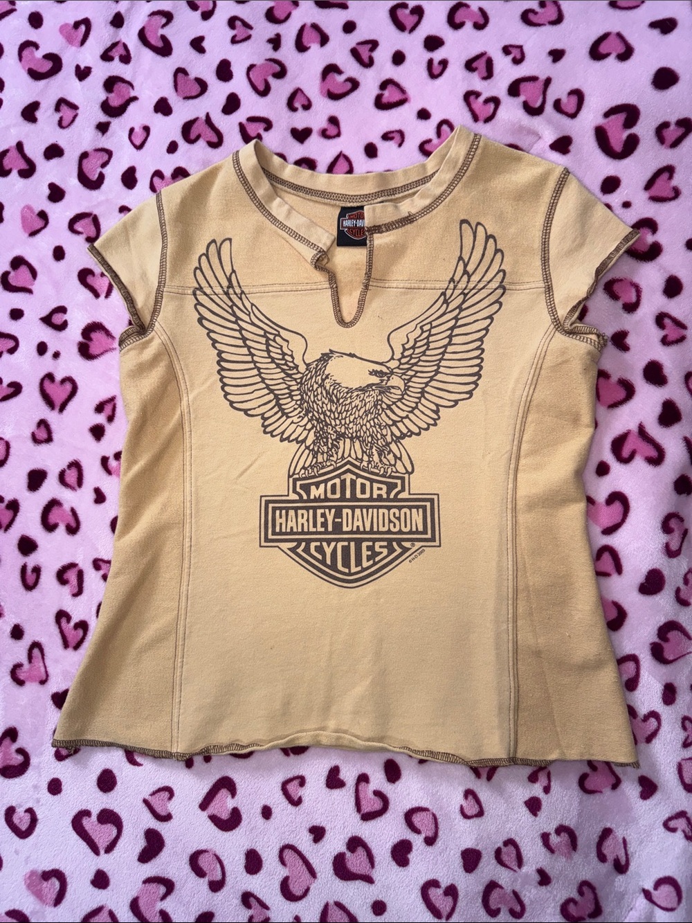 Harley-Davidson Beige Eagle Shield Short Sleeve Tee